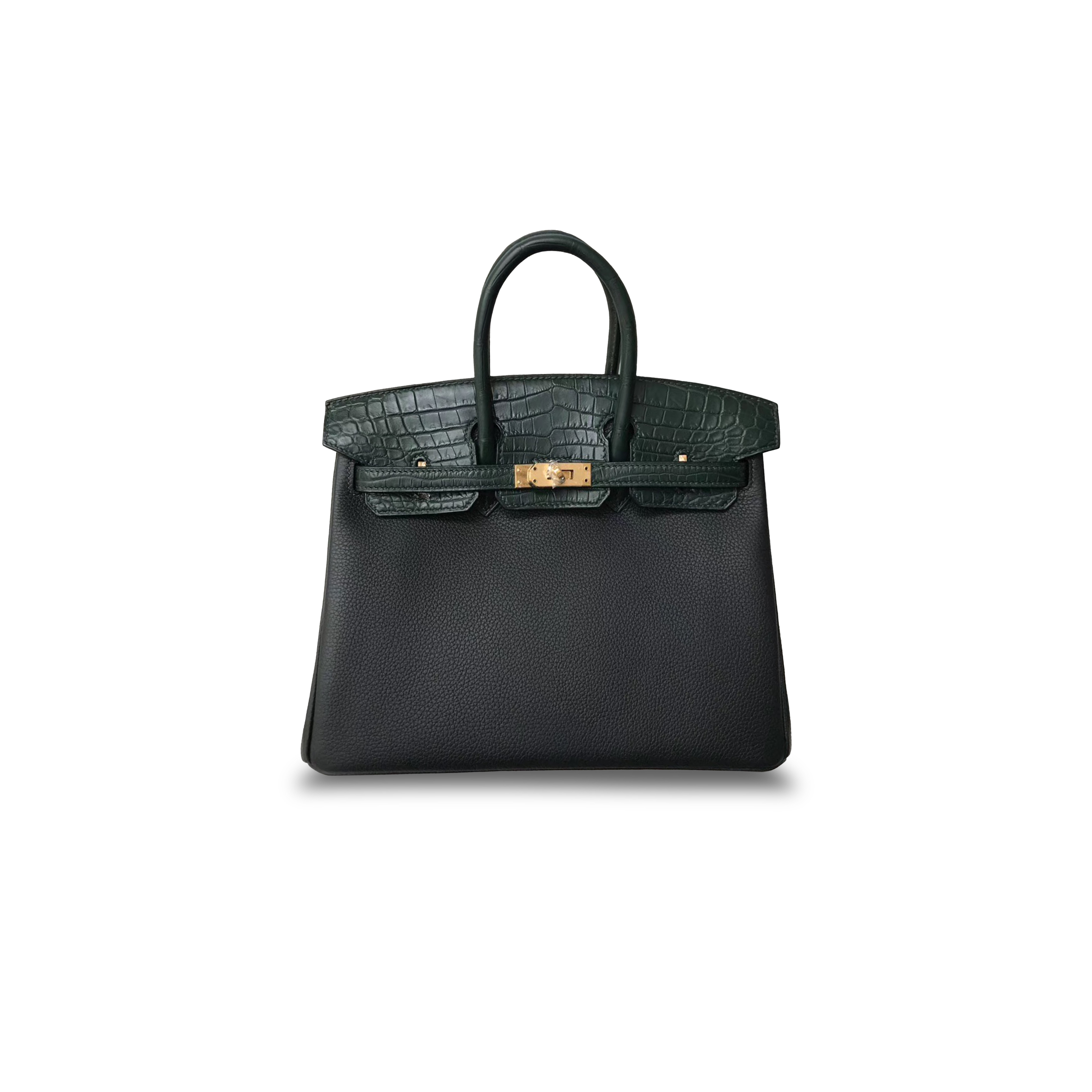 HERMÈS MASTER BIRKIN 30 CROCODILE AND TOGO LEATHER CYPRESS GREEN GOLD BUCKLE H076235CK23 (30*22*16cm)